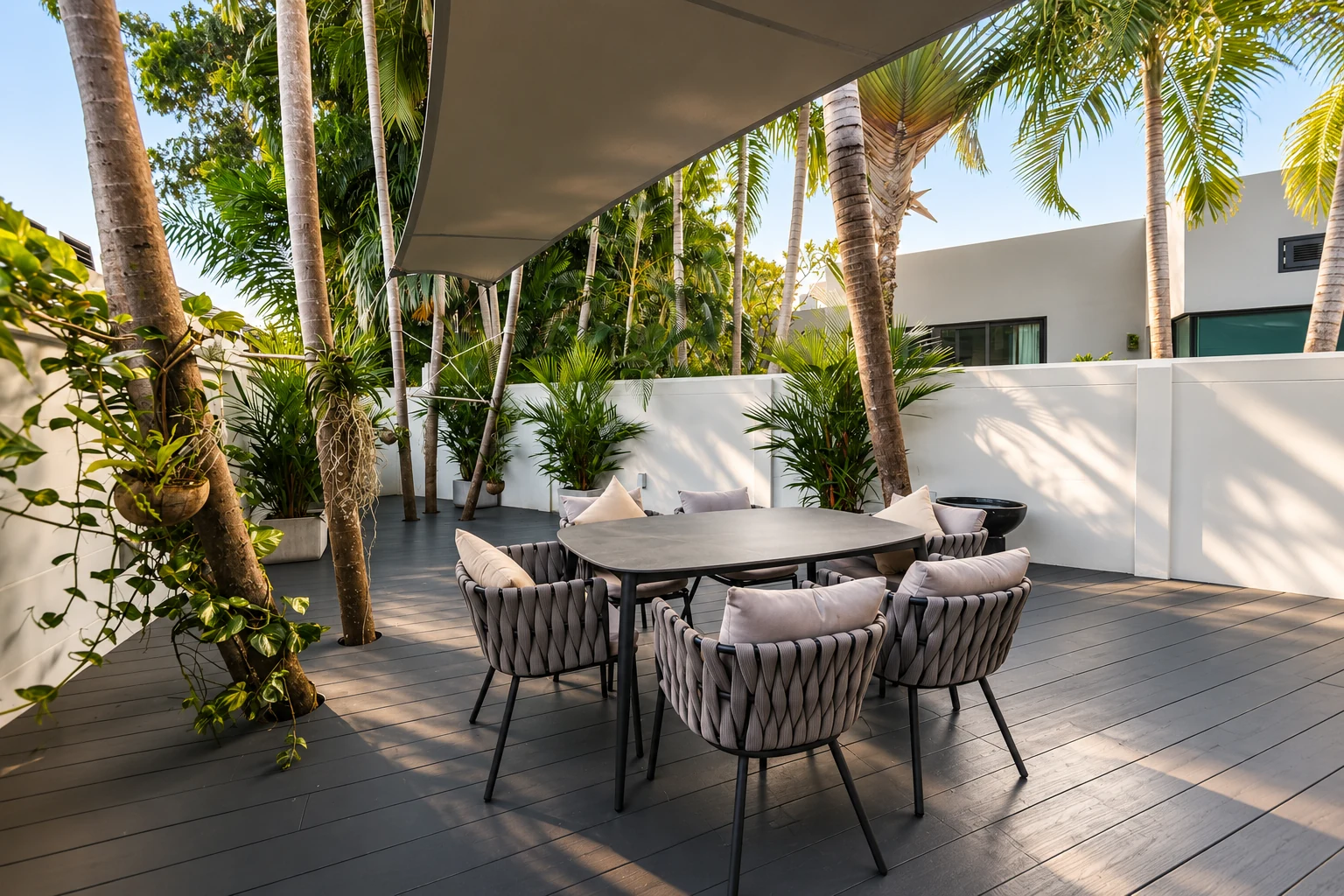 Outdoor dining terrace at BUA 13