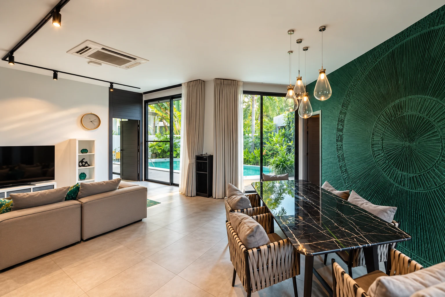 Open-plan living and dining space at BUA 13