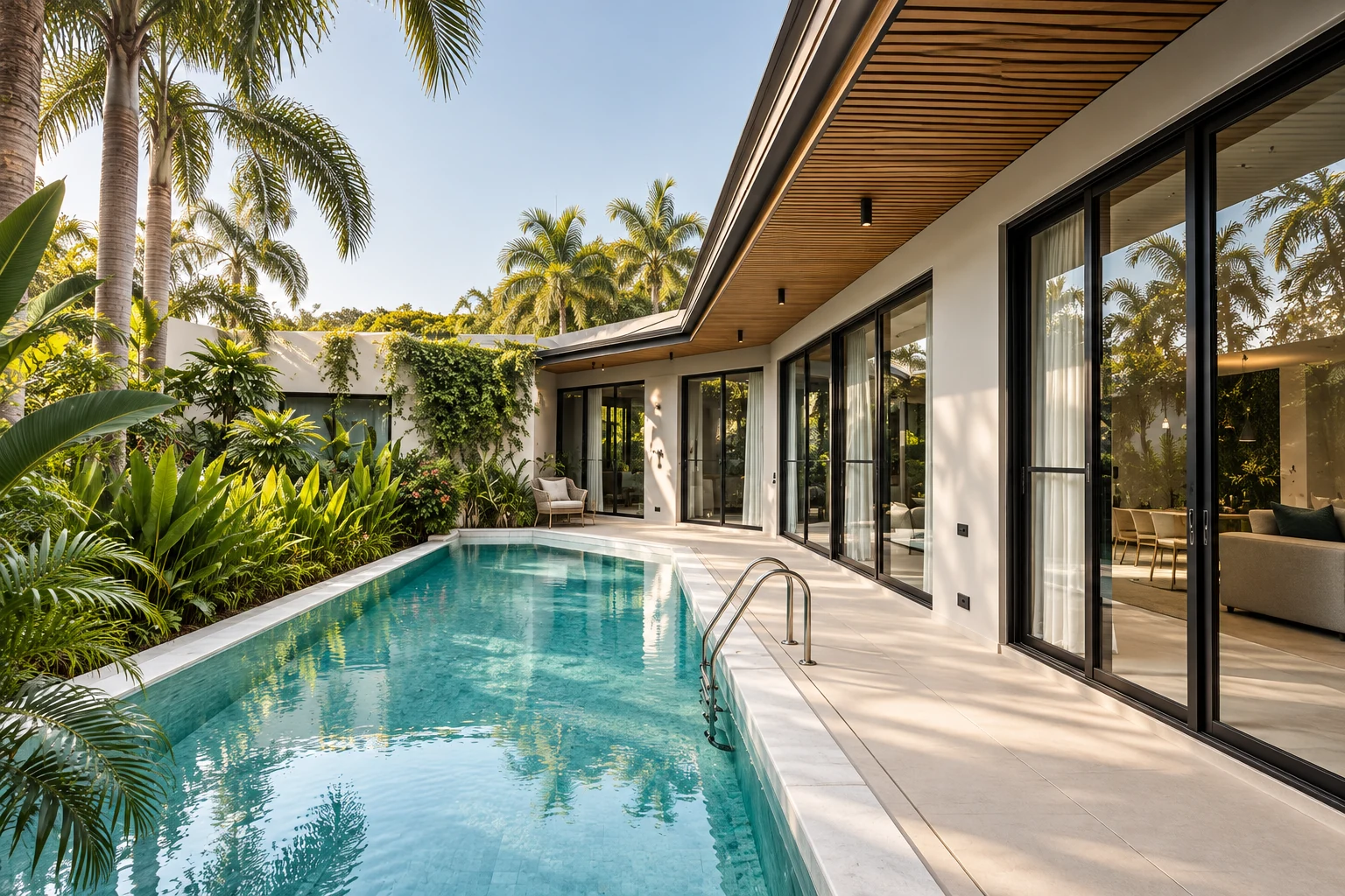 Long pool and tropical greenery at BUA 13